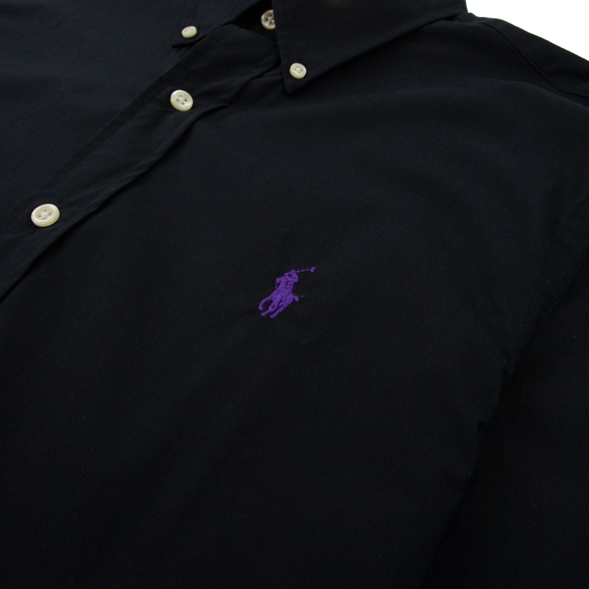 Polo Ralph Lauren Slim Fit Button Collar Long Sleeve Shirt Black