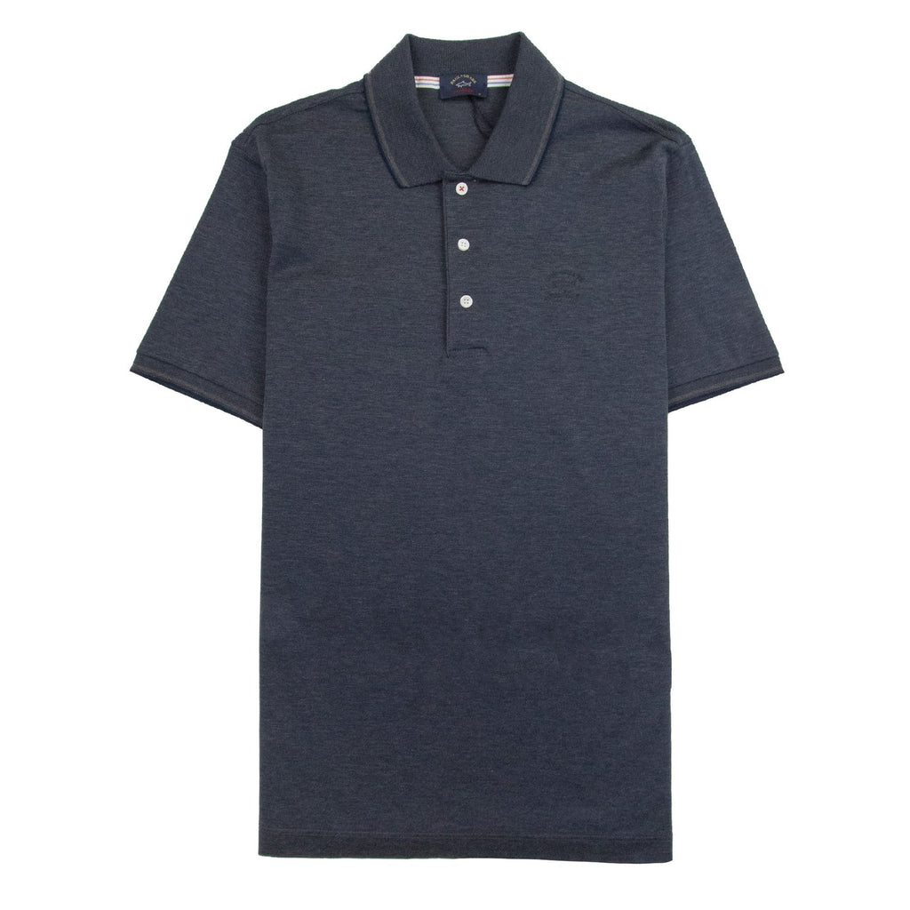 Paul And Shark Heren Polo Shirt Short Sleeve Dark Grey/Blue 336