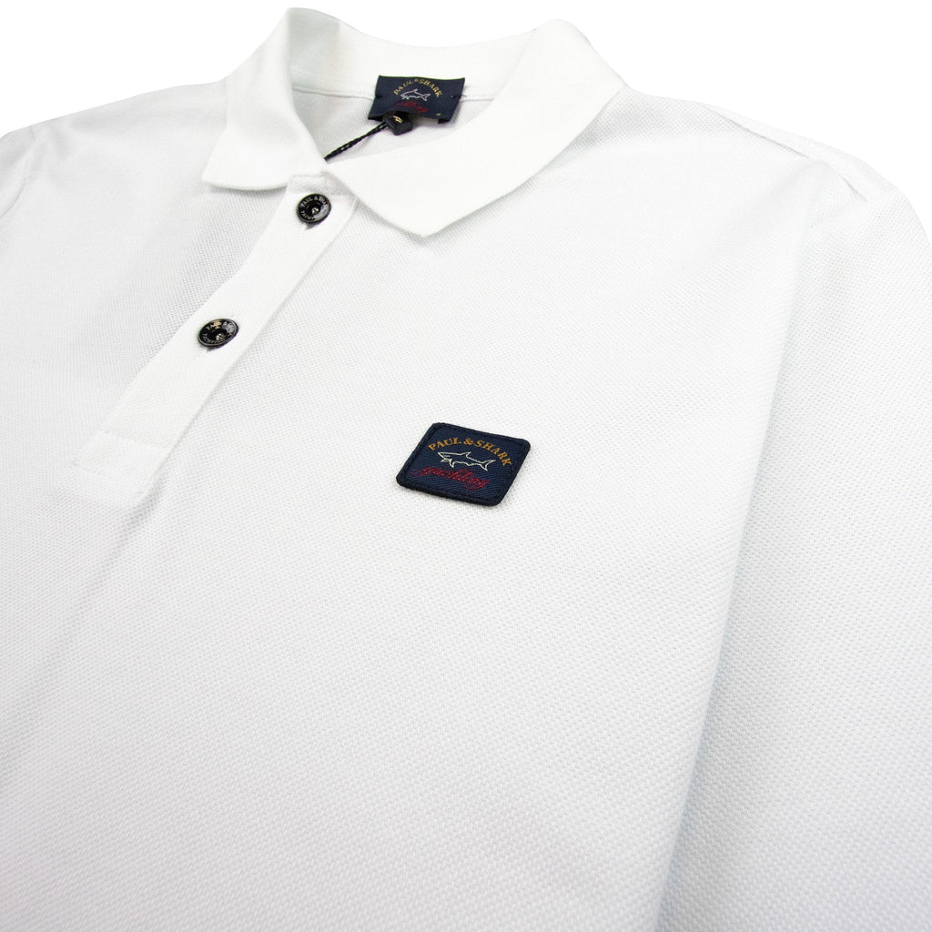 Paul And Shark Short Sleeve Badge Logo Polo Shirt White