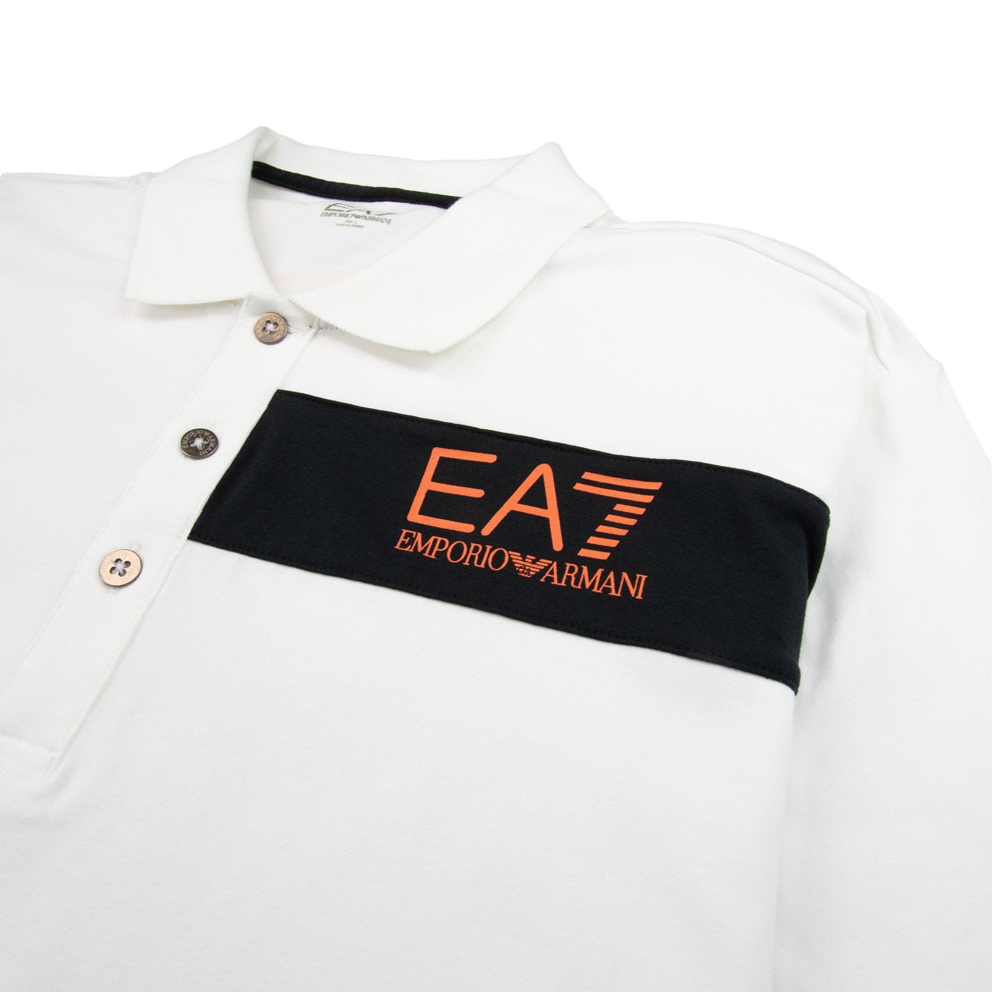 EA7 Chest Stripe 7 Logo Polo Shirt White