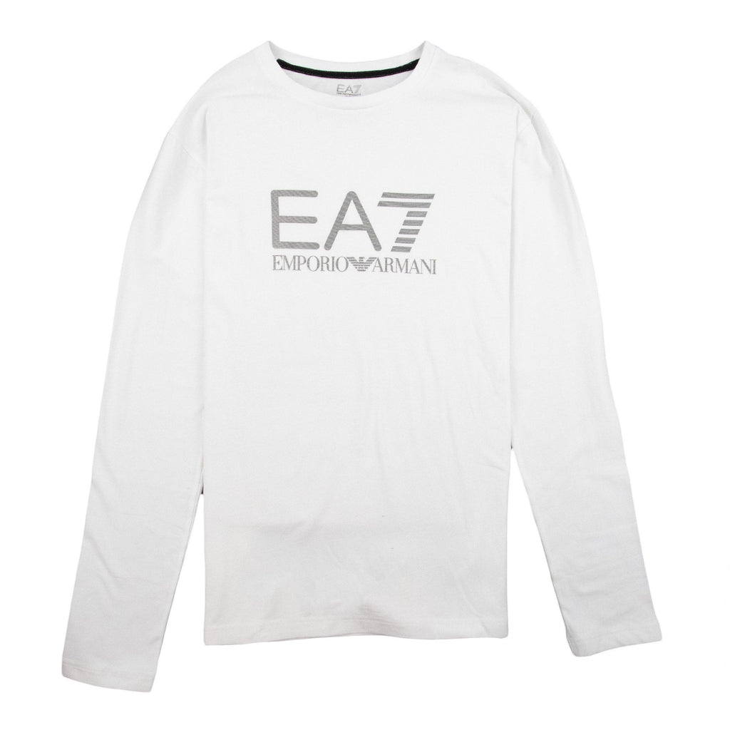 EA7 Silver Large Logo Long Sleeve T-shirt White