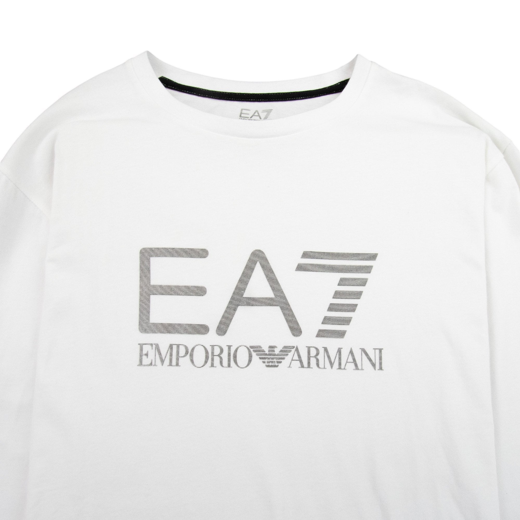 EA7 Silver Large Logo Long Sleeve T-shirt White