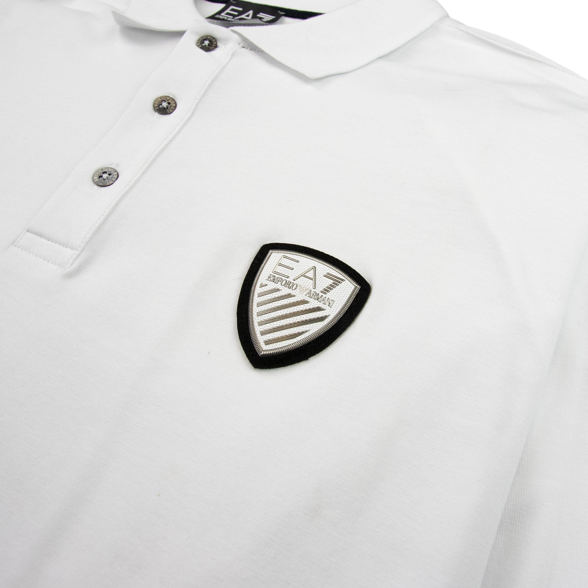 EA7 Train Soccer Long Sleeve Polo White