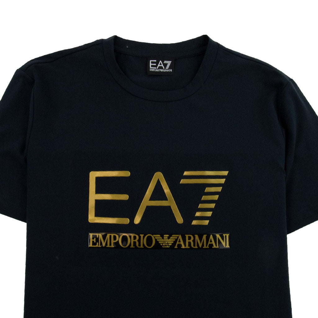 EA7 3D Gold Logo T-shirt Navy Blue
