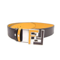 Fendi FF Logo Smooth Leather Reversible Belt Brown/yellow