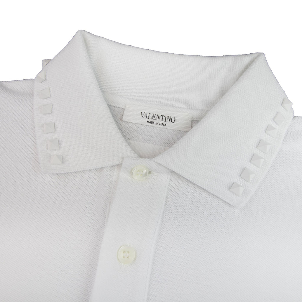 Valentino Rockstud Polo Shirt White