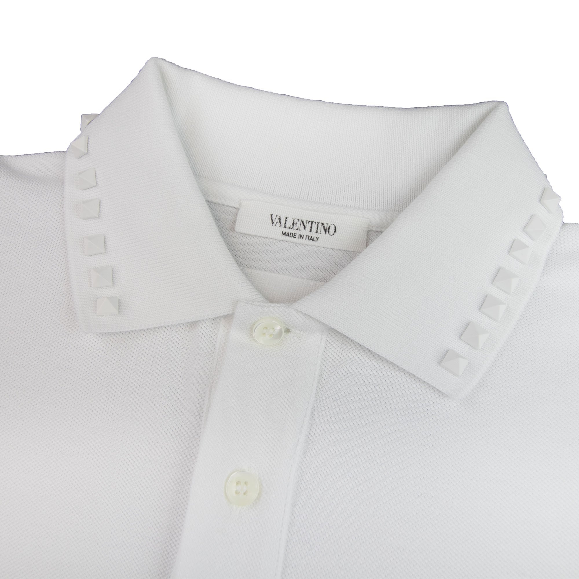 Valentino Rockstud Polo Shirt White