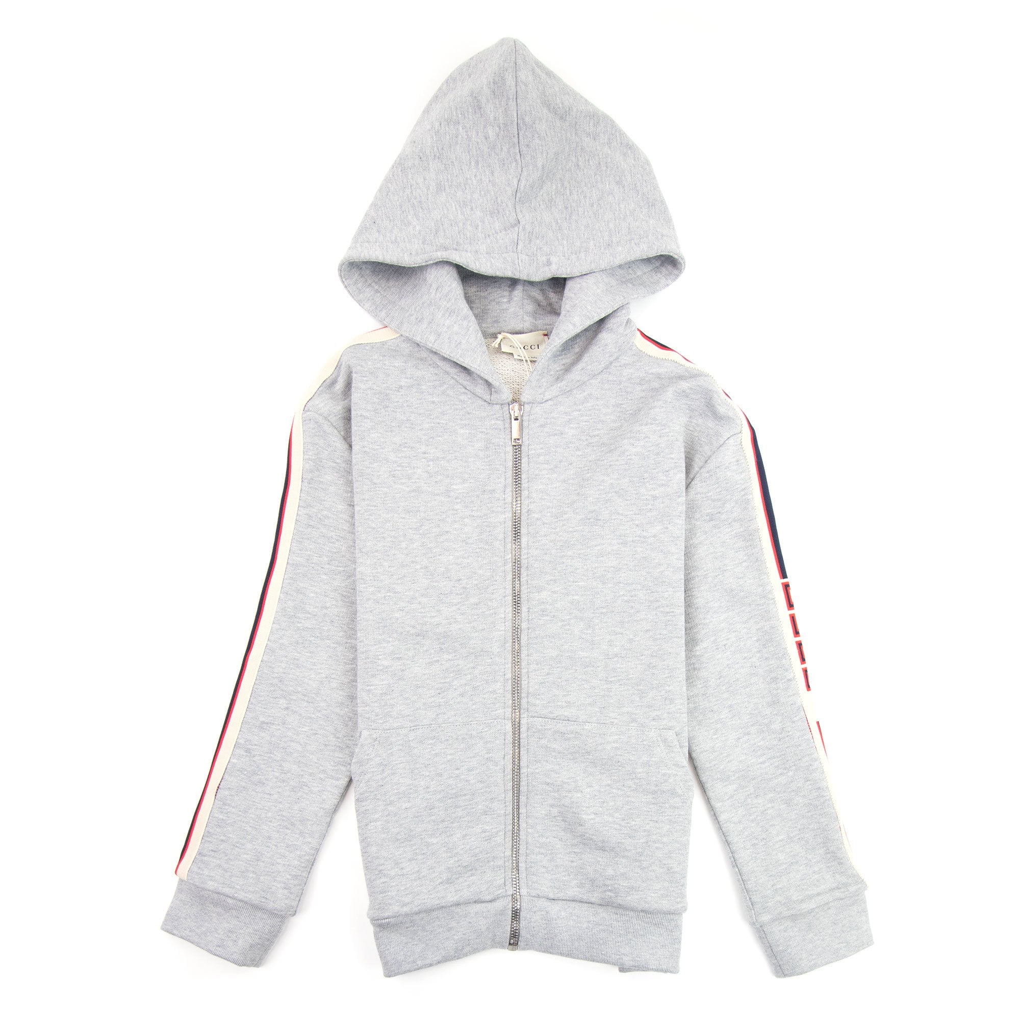 Gucci Junior Stripe Zip Up Hoody Grey 1143