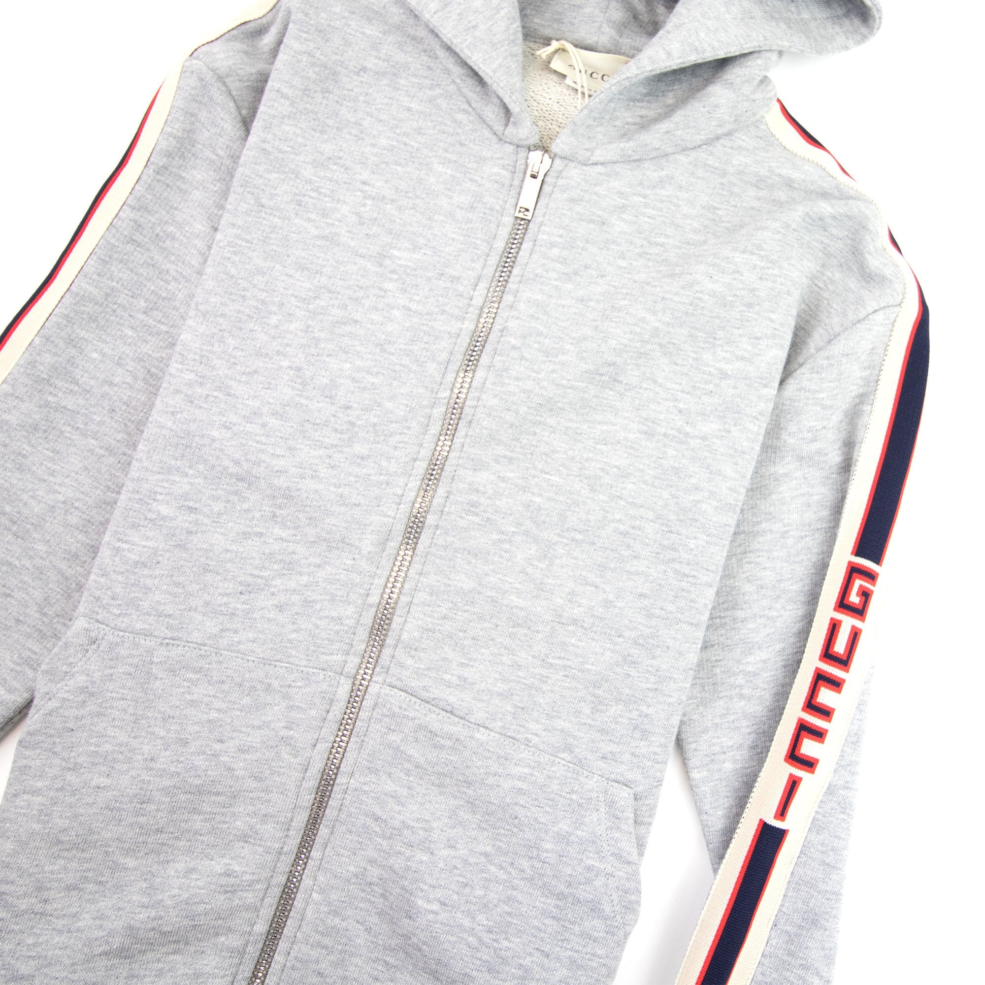 Gucci Junior Stripe Zip Up Hoody Grey 1143