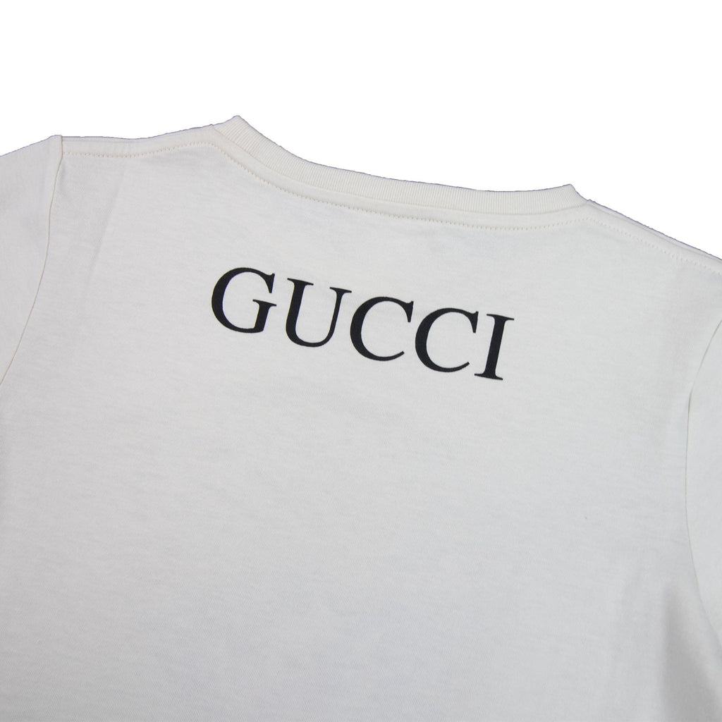 Gucci Junior Cheetah Logo Crew Neck T-shirt Cream 9247