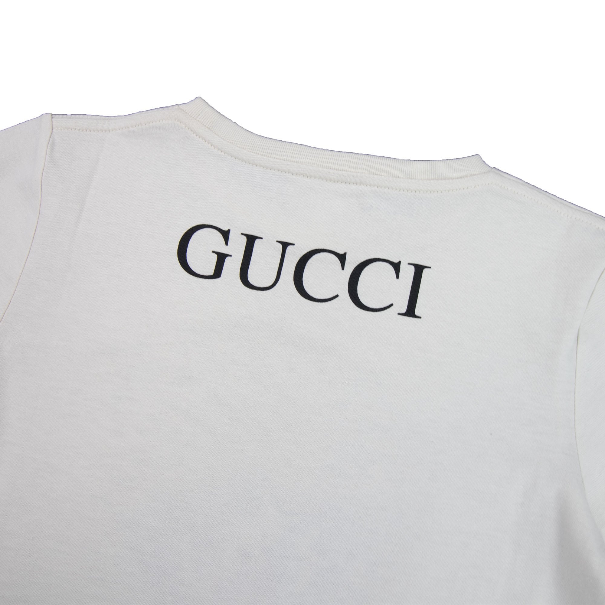 Gucci Junior Cheetah Logo Crew Neck T-shirt Cream 9247