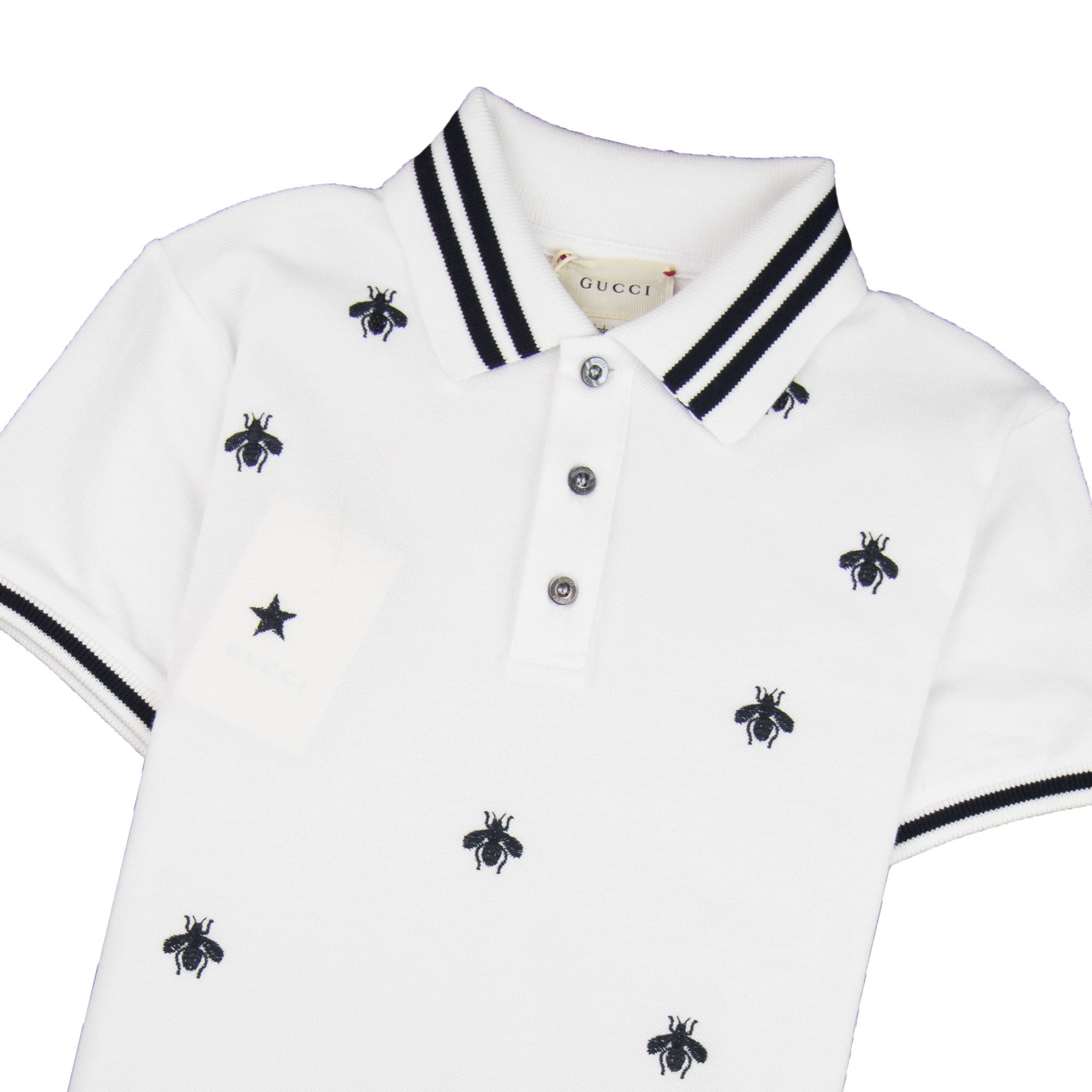 Gucci Junior Bees And Stars Polo Shirt White 9061