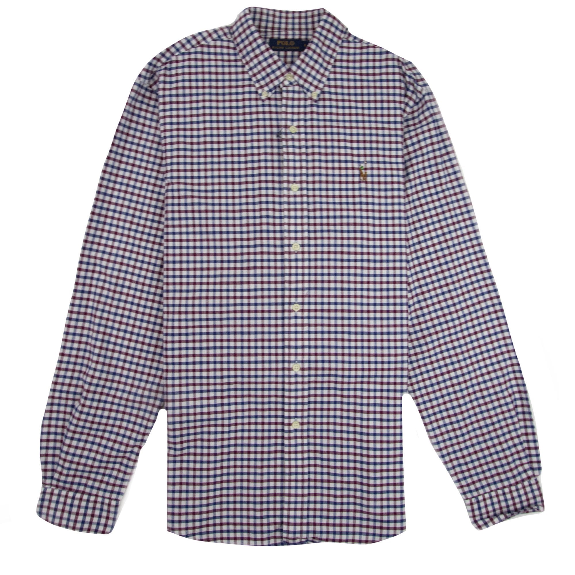 Polo Ralph Lauren Long Sleeve Check Custom Fit Shirt Wine/royal