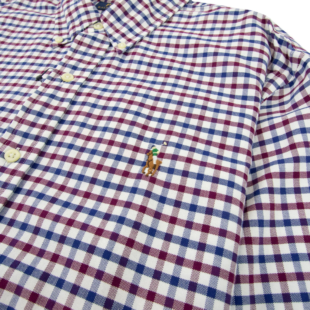 Polo Ralph Lauren Long Sleeve Check Custom Fit Shirt Wine/royal