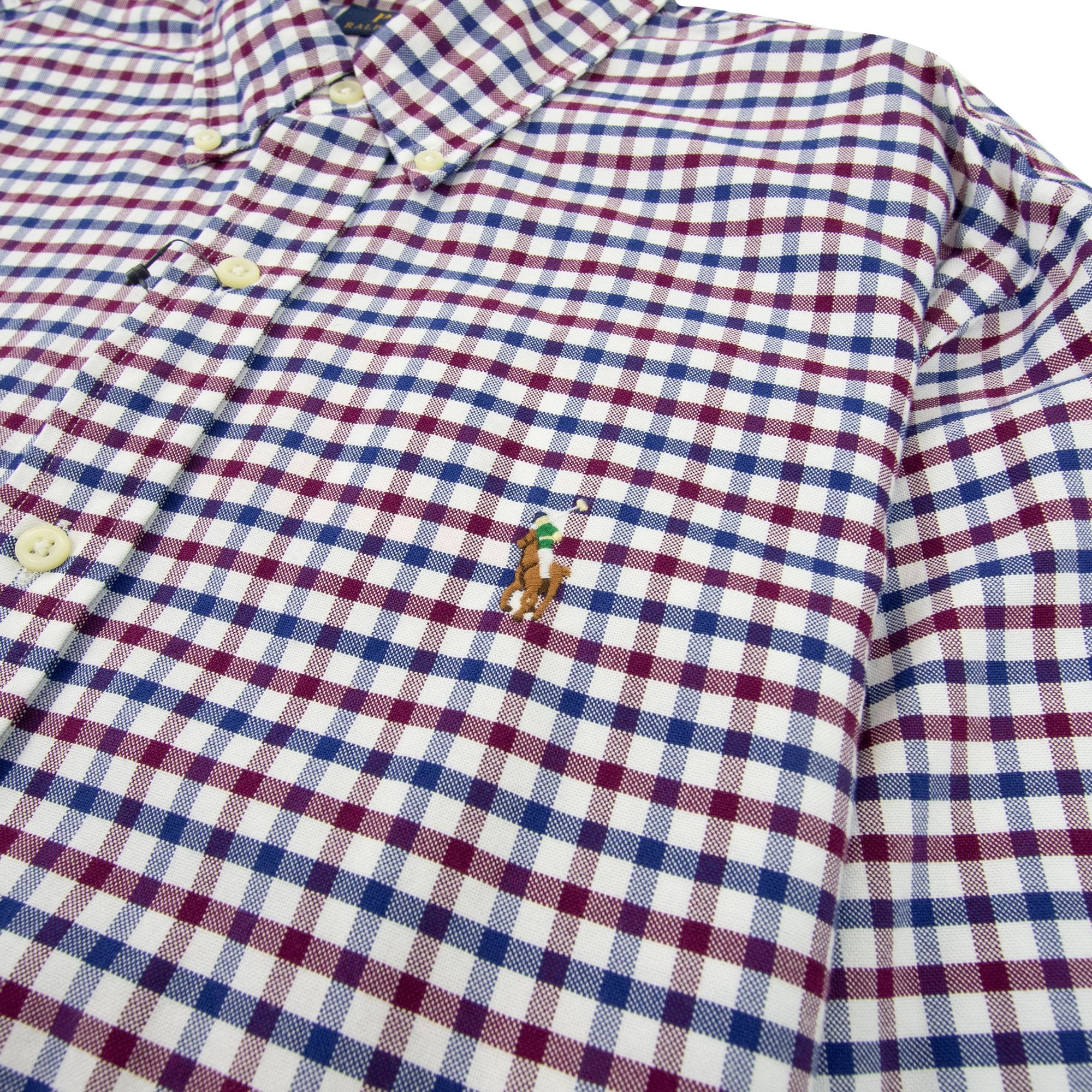 Polo Ralph Lauren Long Sleeve Check Custom Fit Shirt Wine/royal