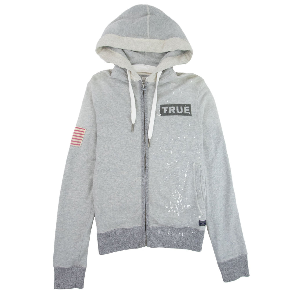 True Religion True Camo Rubber Print Zip Up Hoody Gray Marl Melan