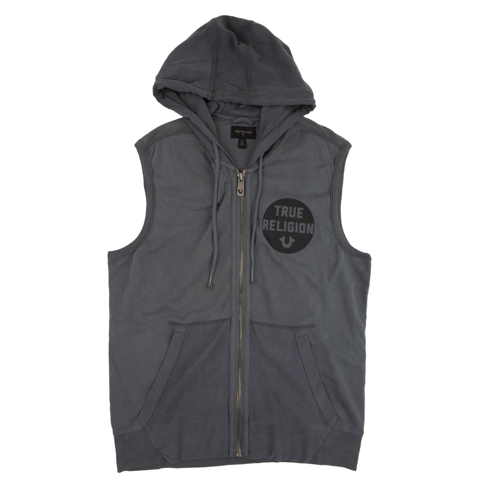 True Religion Terry Sleeveless Hoodie Pavement