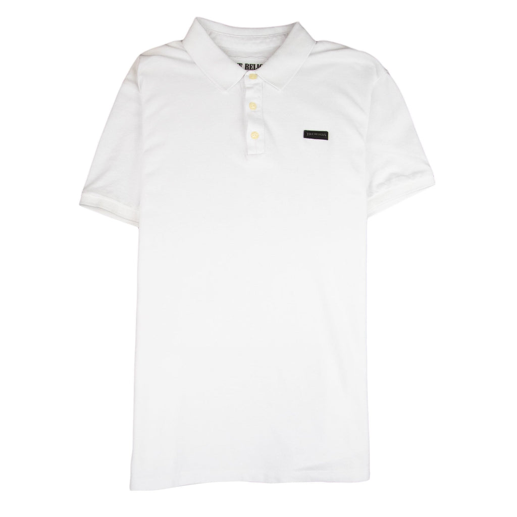 True Religion Short Sleeve Leather Logo Polo White