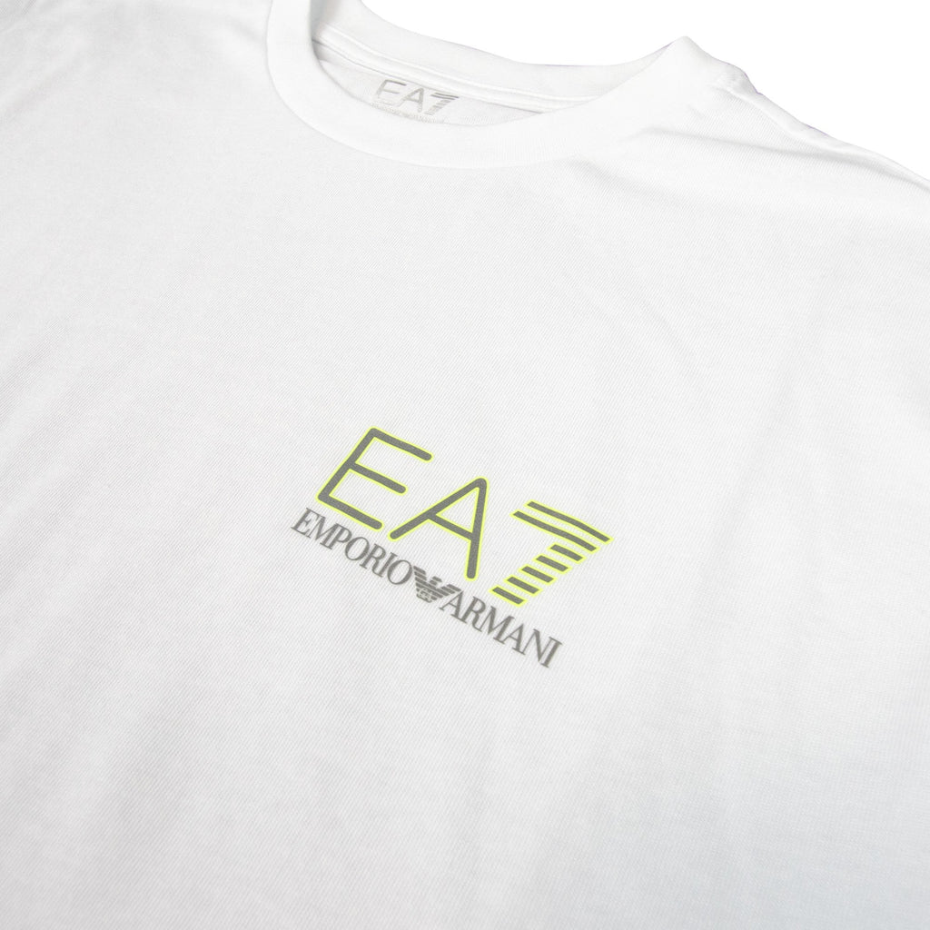 EA7 Round Collar Sleeveless Ribbed Hem Tank Top White