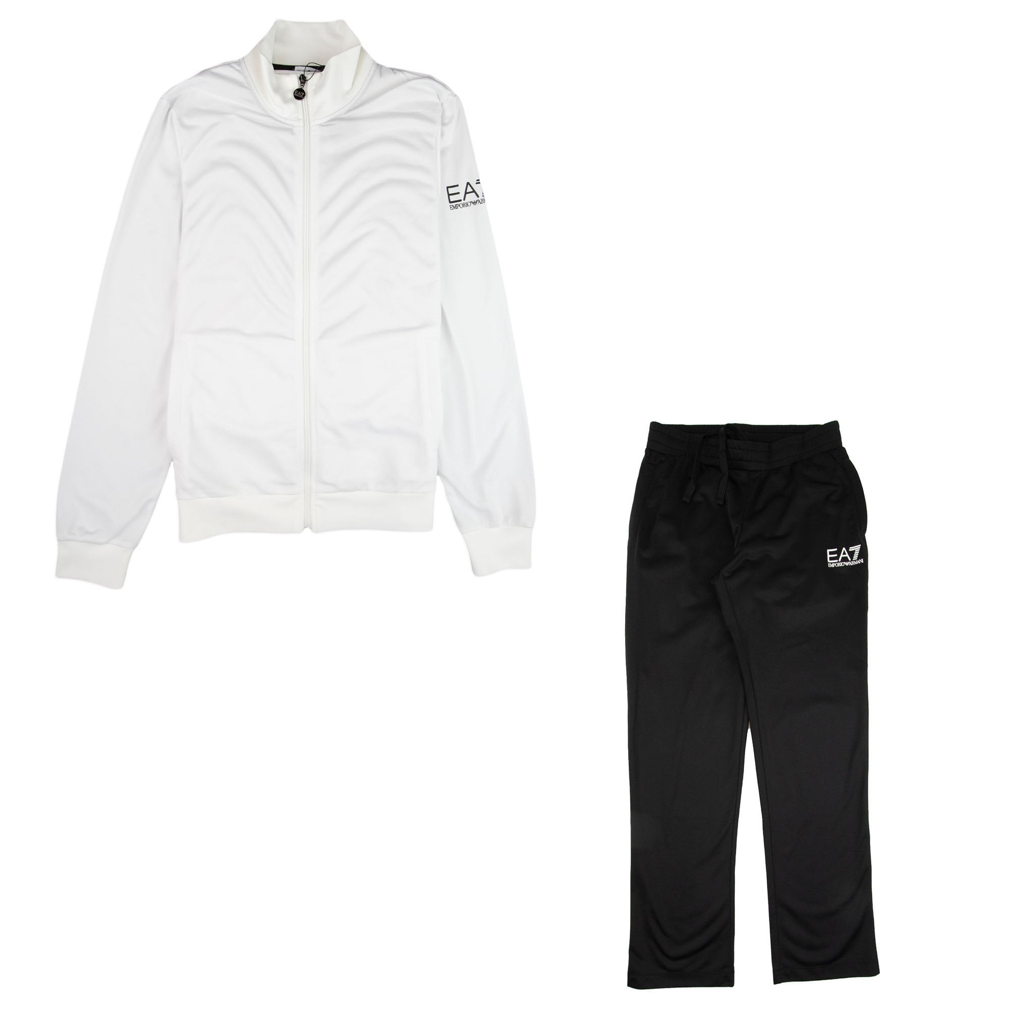 EA7 Train Logo Funnel Neck Polyester Track White/black