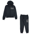 EA7 Large Silver Logo Hooded Tracksuit Night Blue