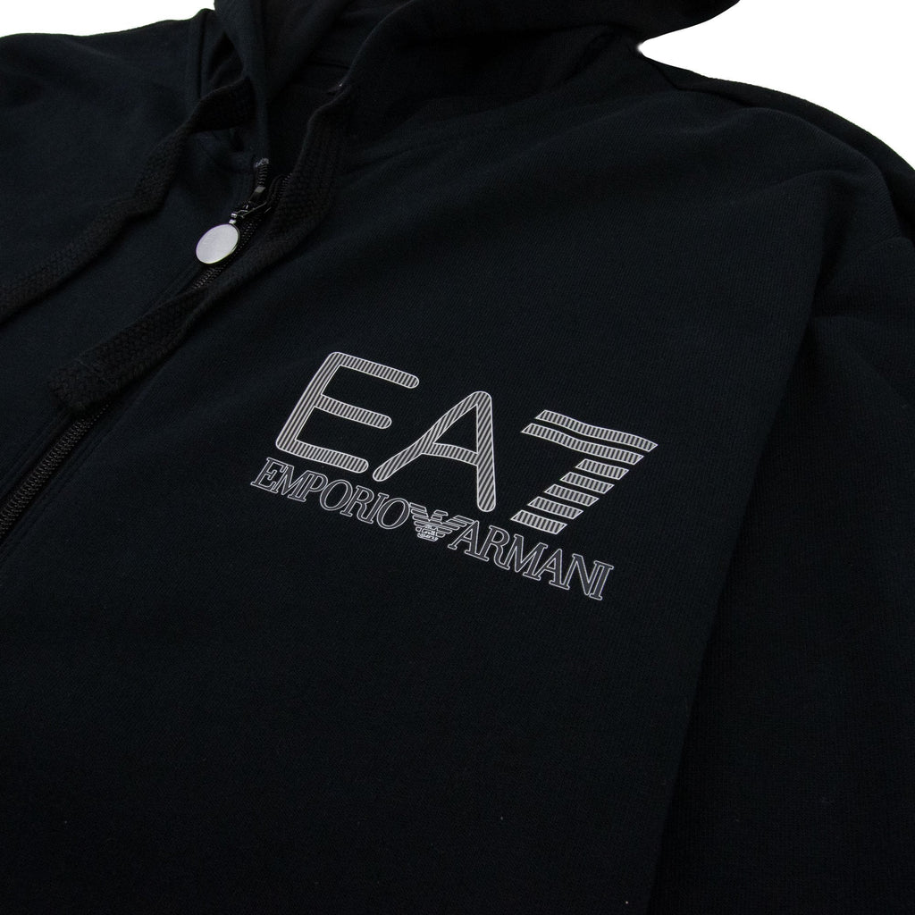EA7 Hooded Zip Up Large Logo Tracksuit Black