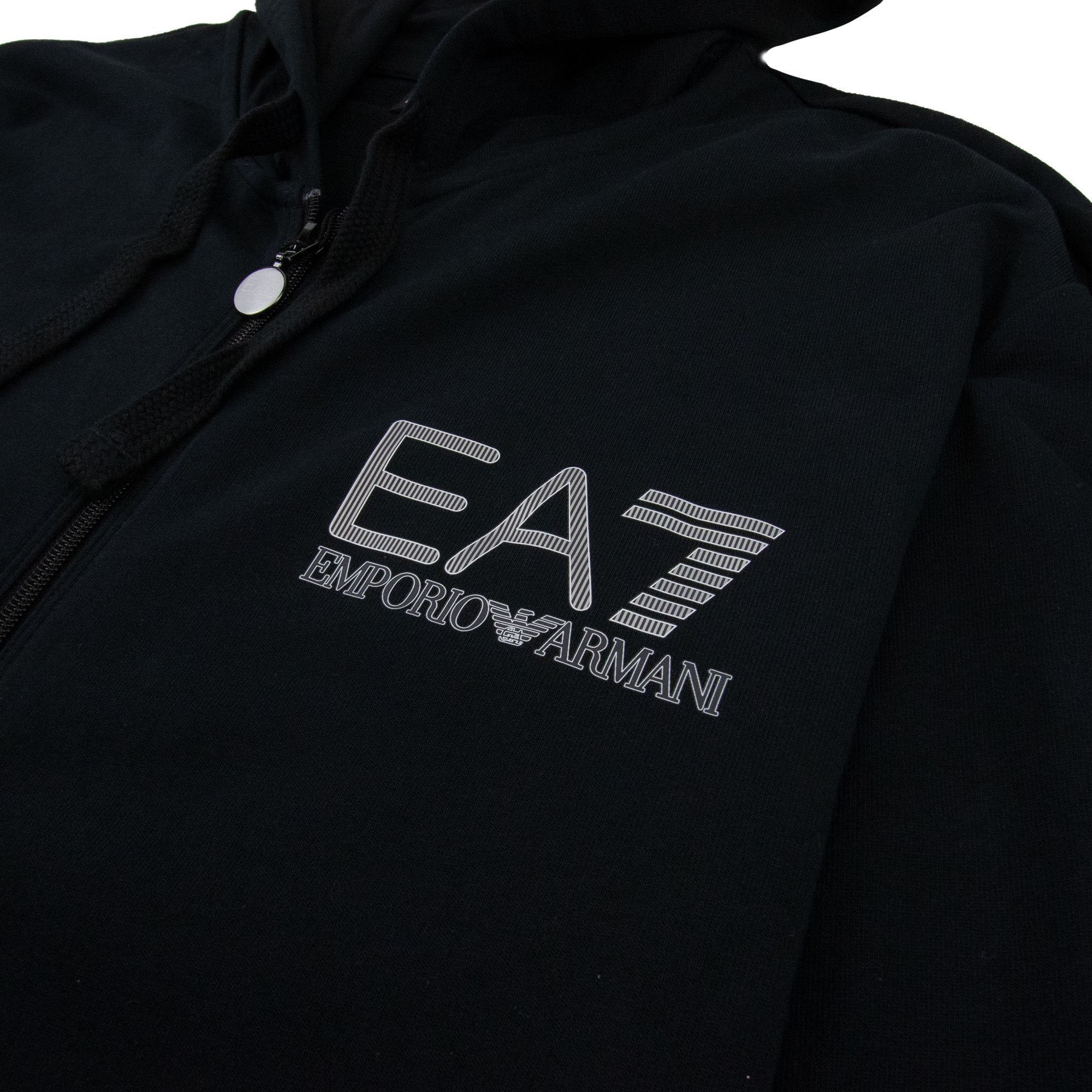 EA7 Hooded Zip Up Large Logo Tracksuit Black