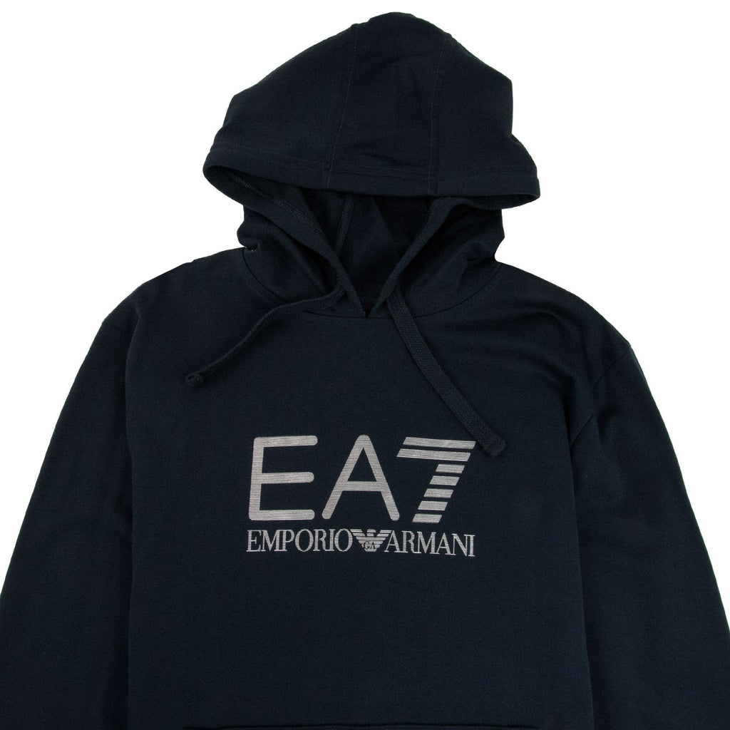 EA7 Train Visibility Large Silver Logo Hoodie Darkslate