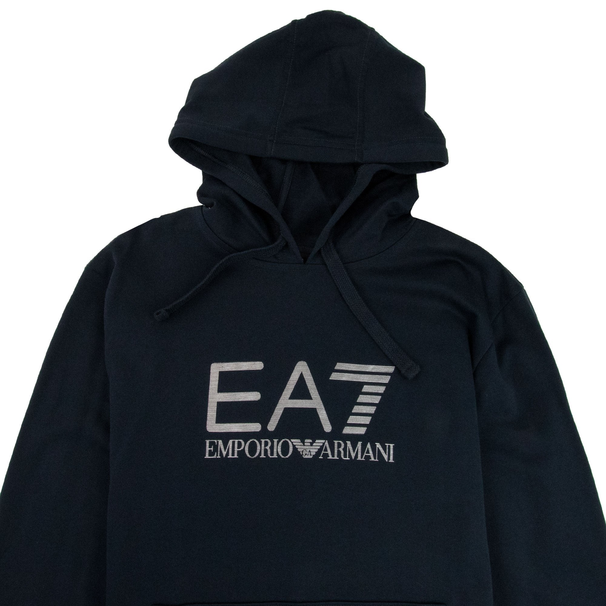 EA7 Train Visibility Large Silver Logo Hoodie Darkslate