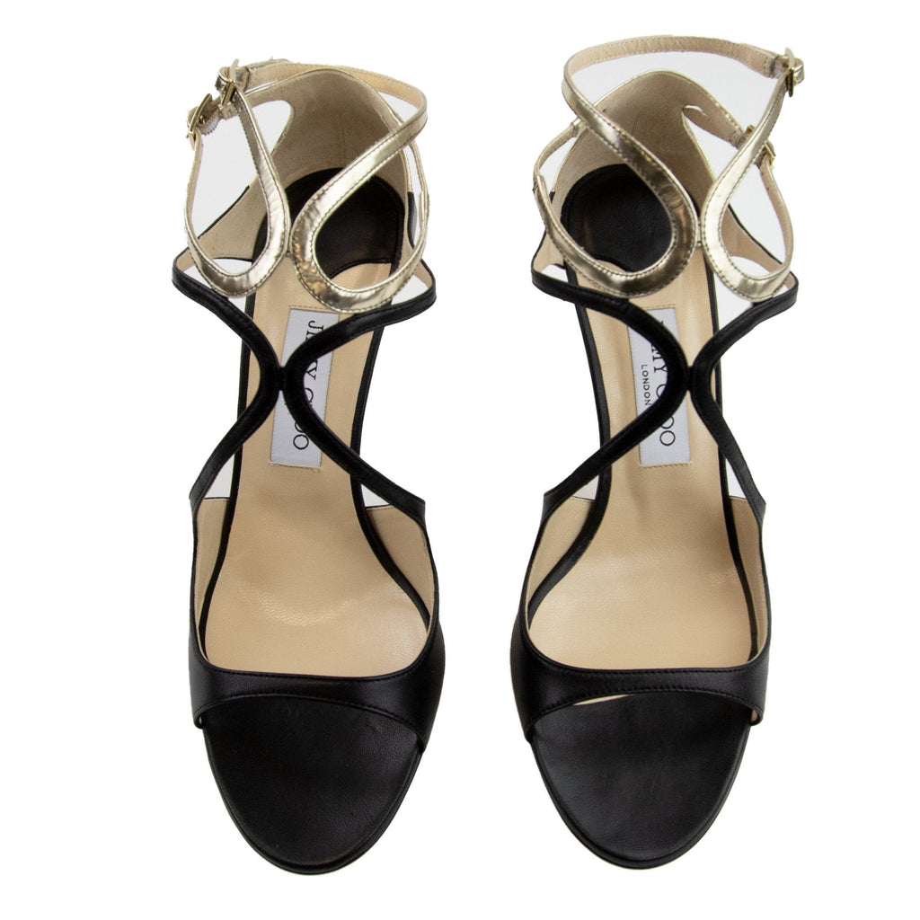 Jimmy Choo Ivette Nappa Mirror Leather Sandals Black/light Platinum