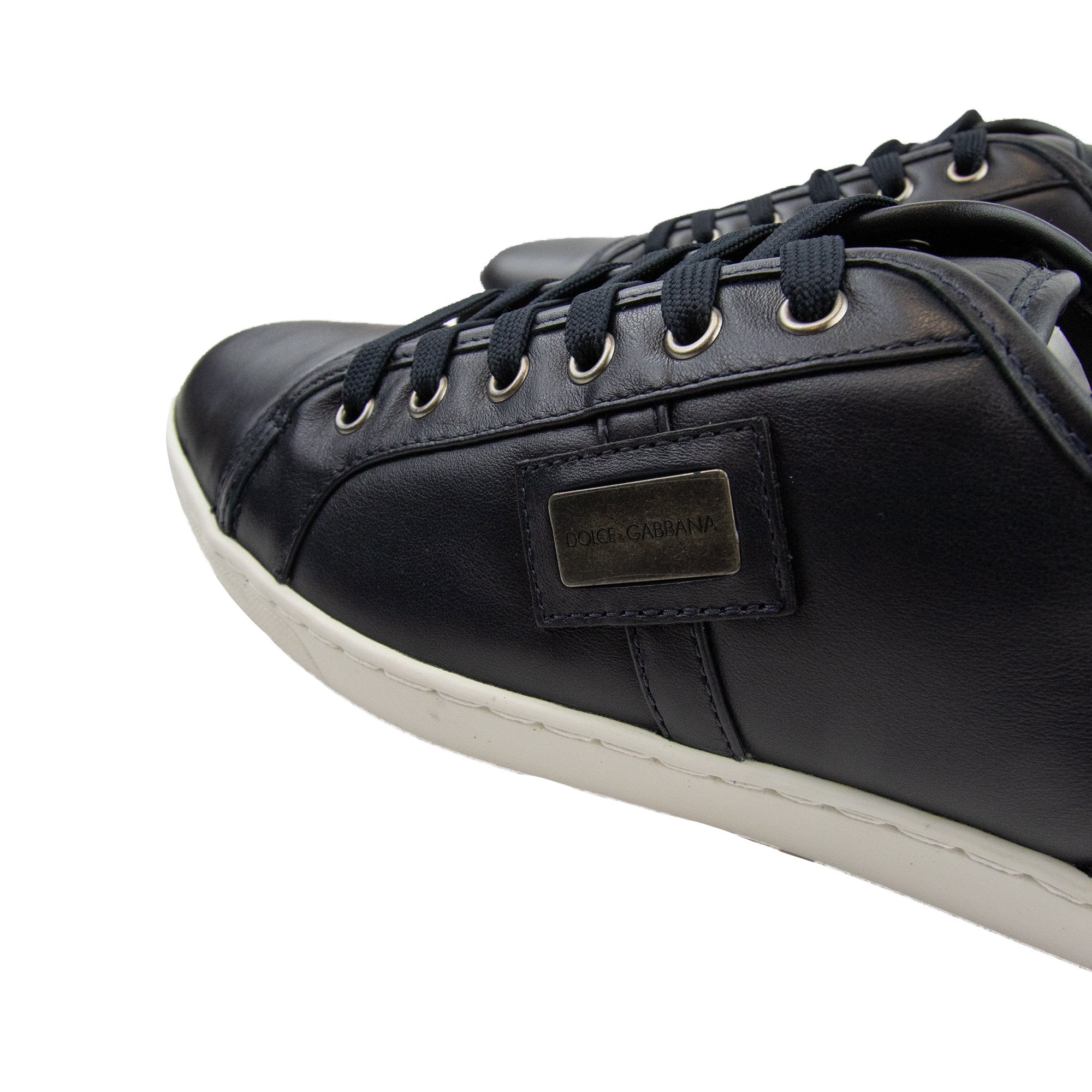 Dolce & Gabbana Round Toe Leather Sneaker Black/White