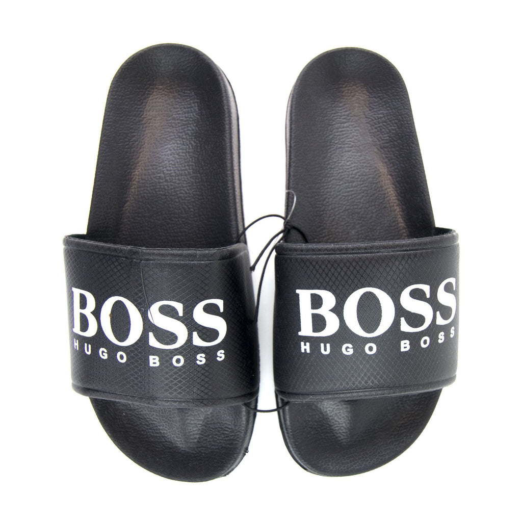 Hugo Boss Kids Logo Slides Black
