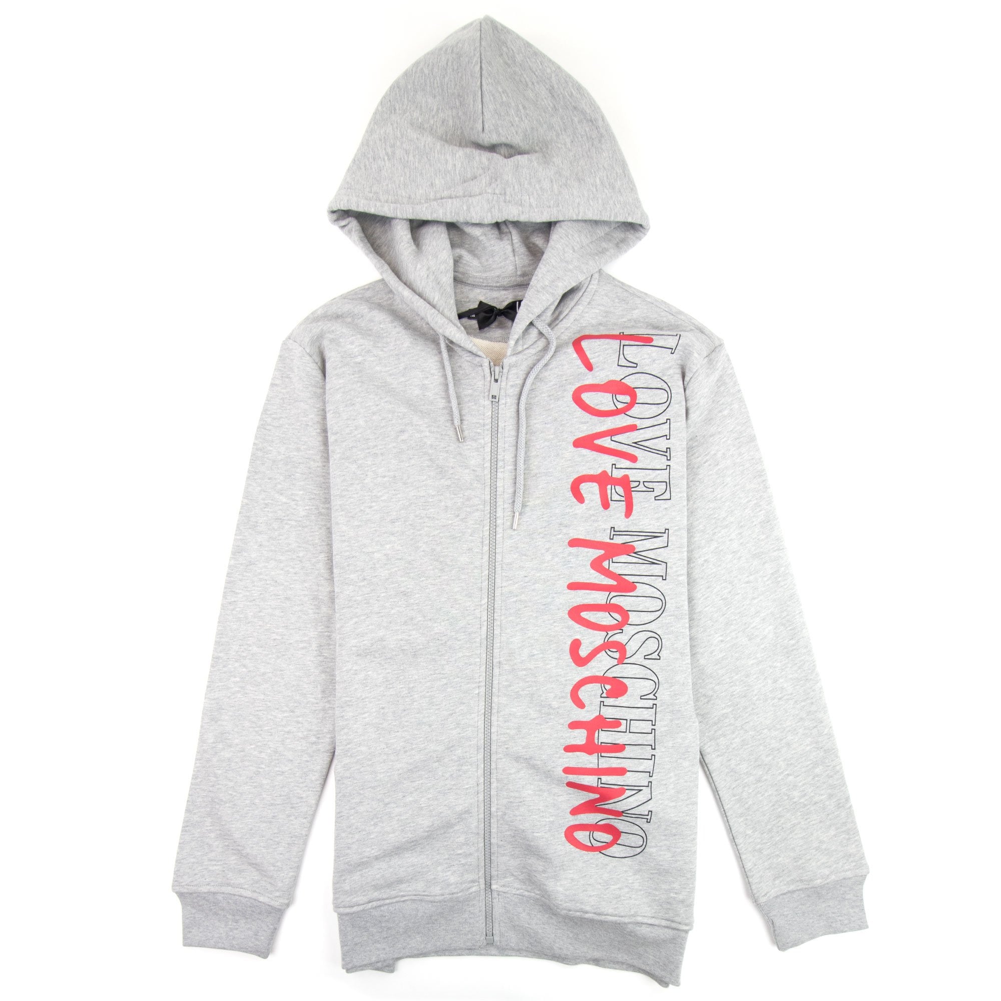 Love Moschino Overlap Script Logo Zip Up Hoodie Grey
