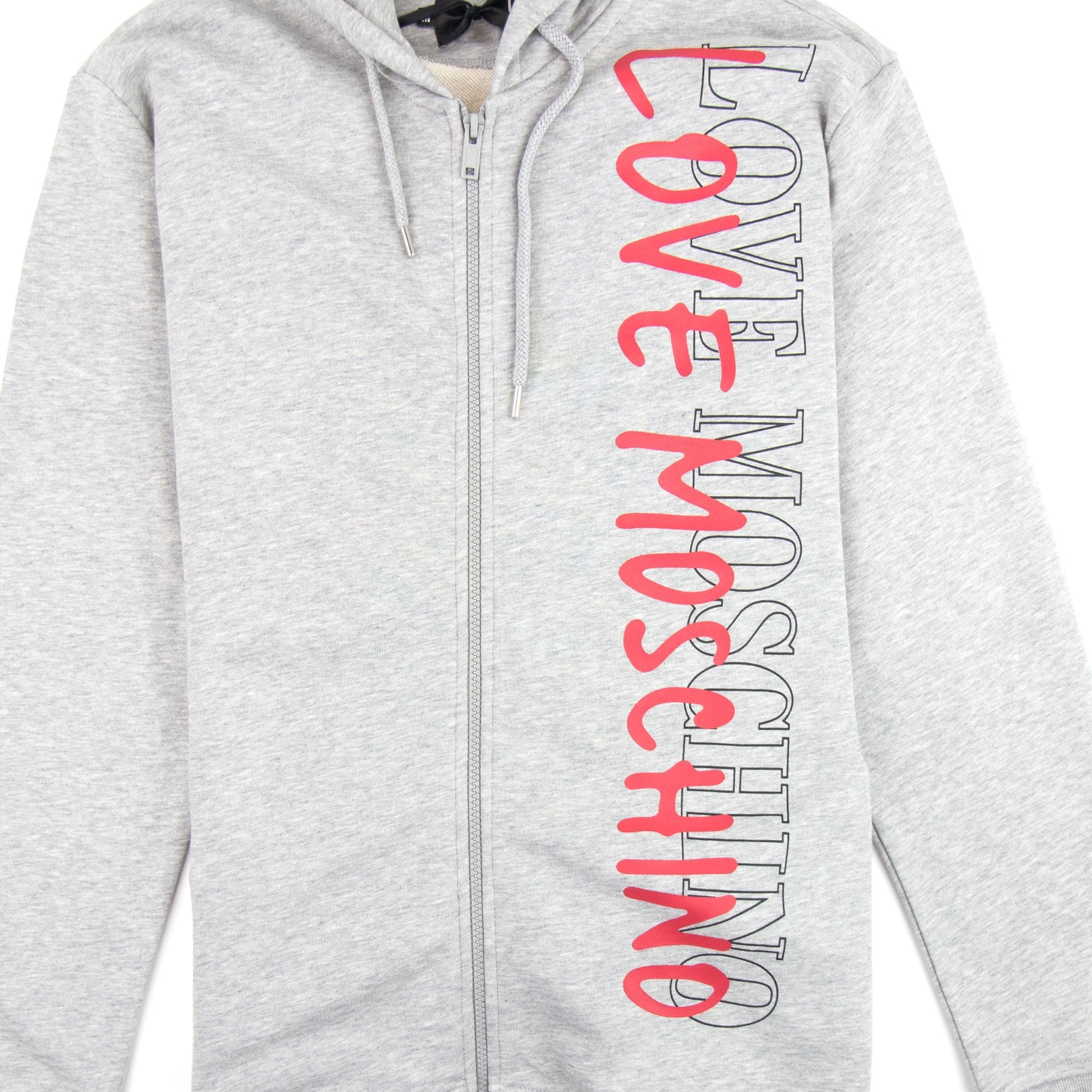 Love Moschino Overlap Script Logo Zip Up Hoodie Grey