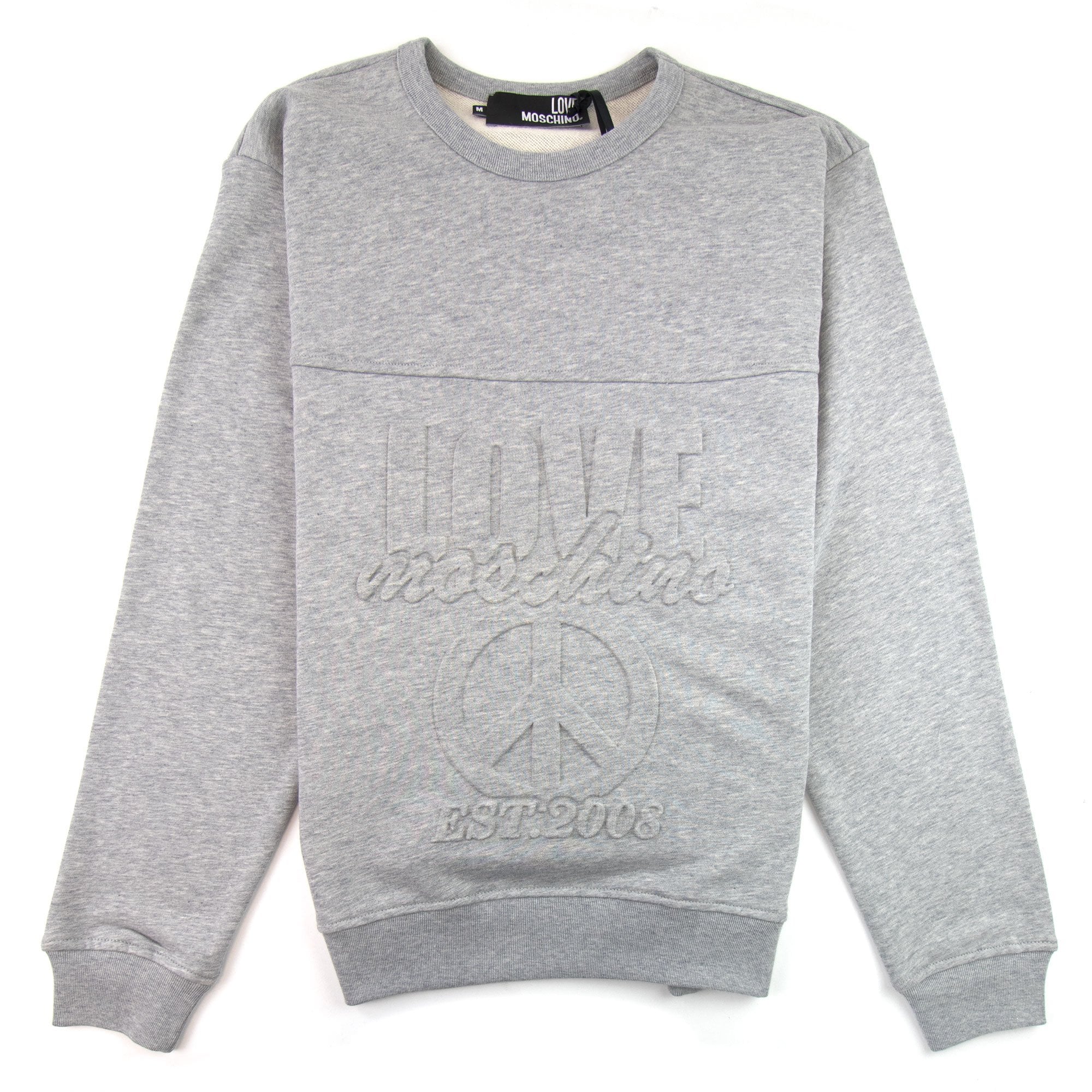 Love Moschino Embossed Peace Logo Sweatshirt Grey