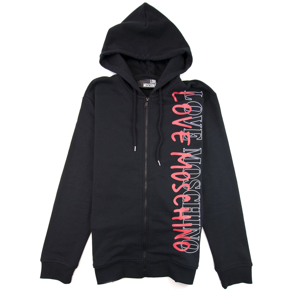 Love Moschino Overlap Script Logo Zip Up Hoodie Black