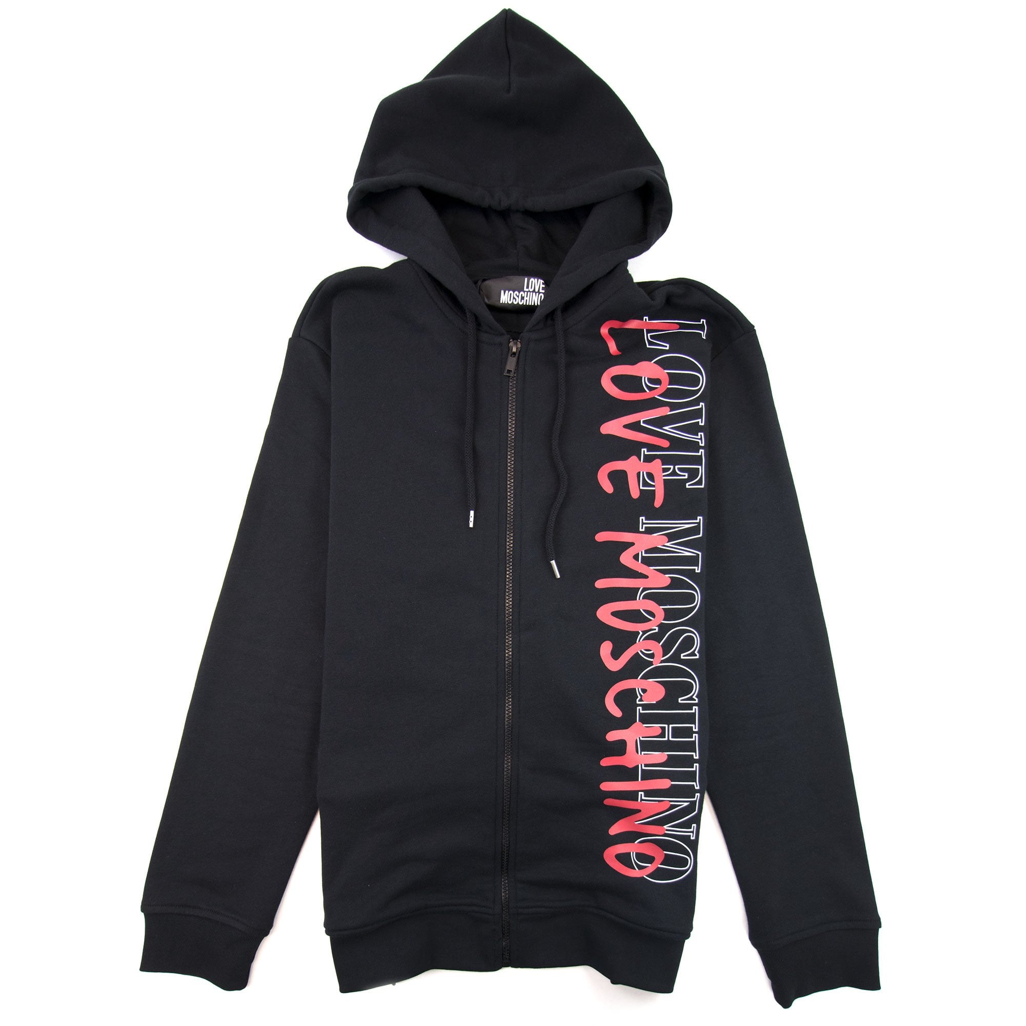 Love Moschino Overlap Script Logo Zip Up Hoodie Black