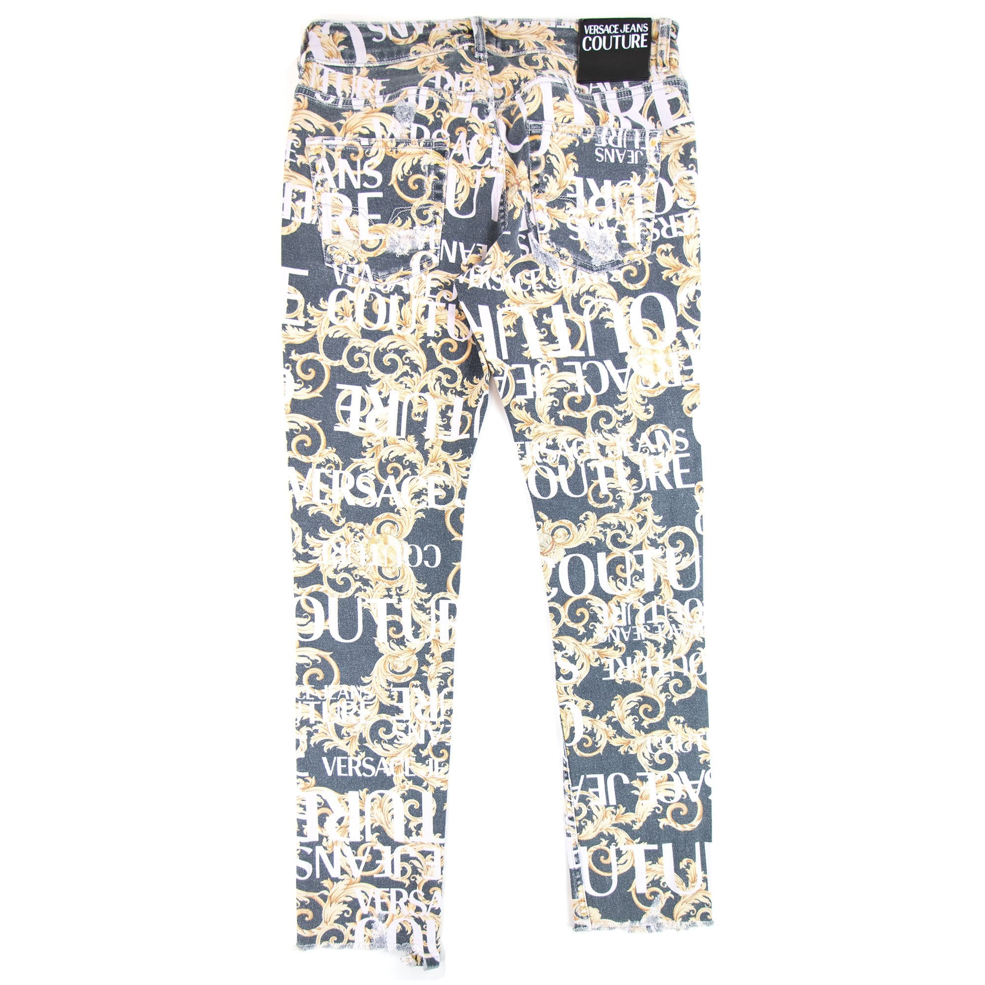 Versace Jeans Couture Logo Baroque Print Skinny Fit Jeans Black