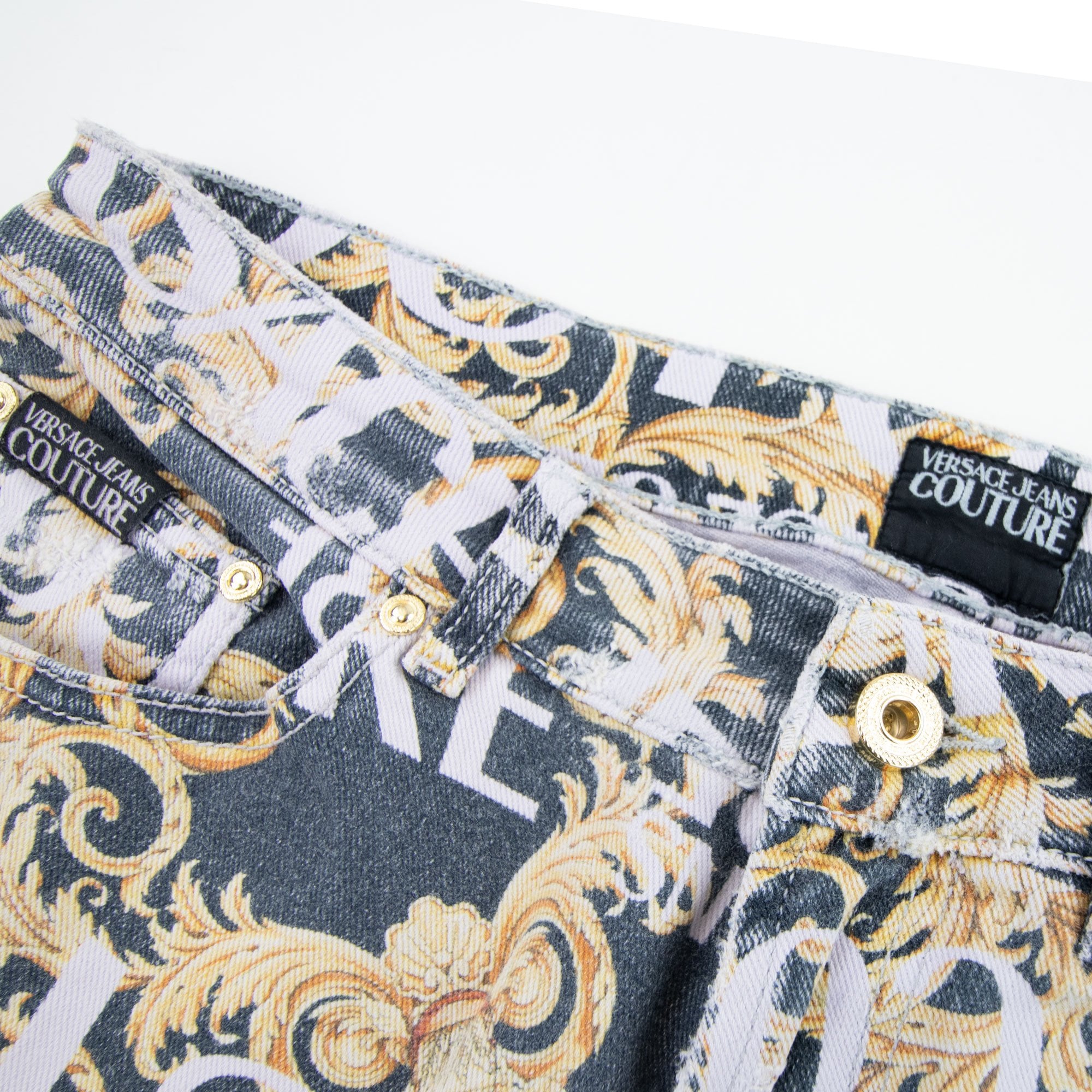 Versace Jeans Couture Logo Baroque Print Skinny Fit Jeans Black