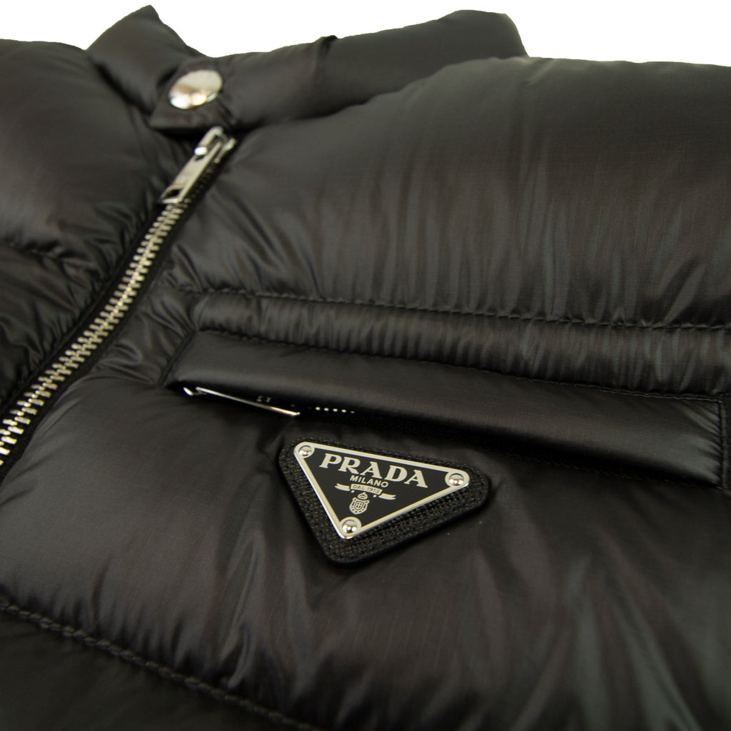 Prada Piumino Ripstop Gilet Nero/salvia
