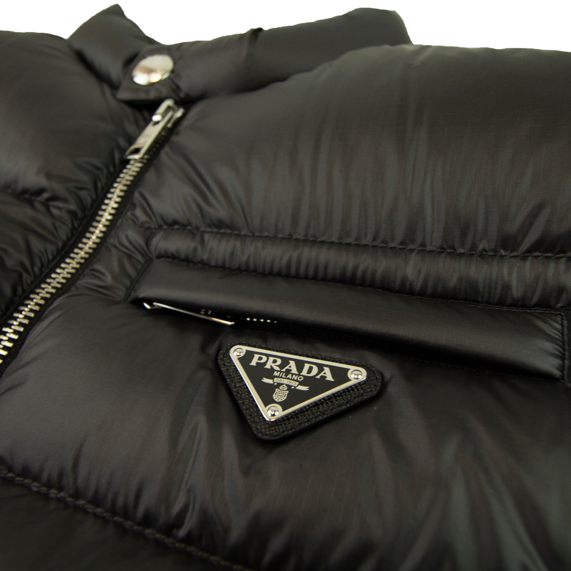 Prada Piumino Ripstop Gilet Nero/salvia