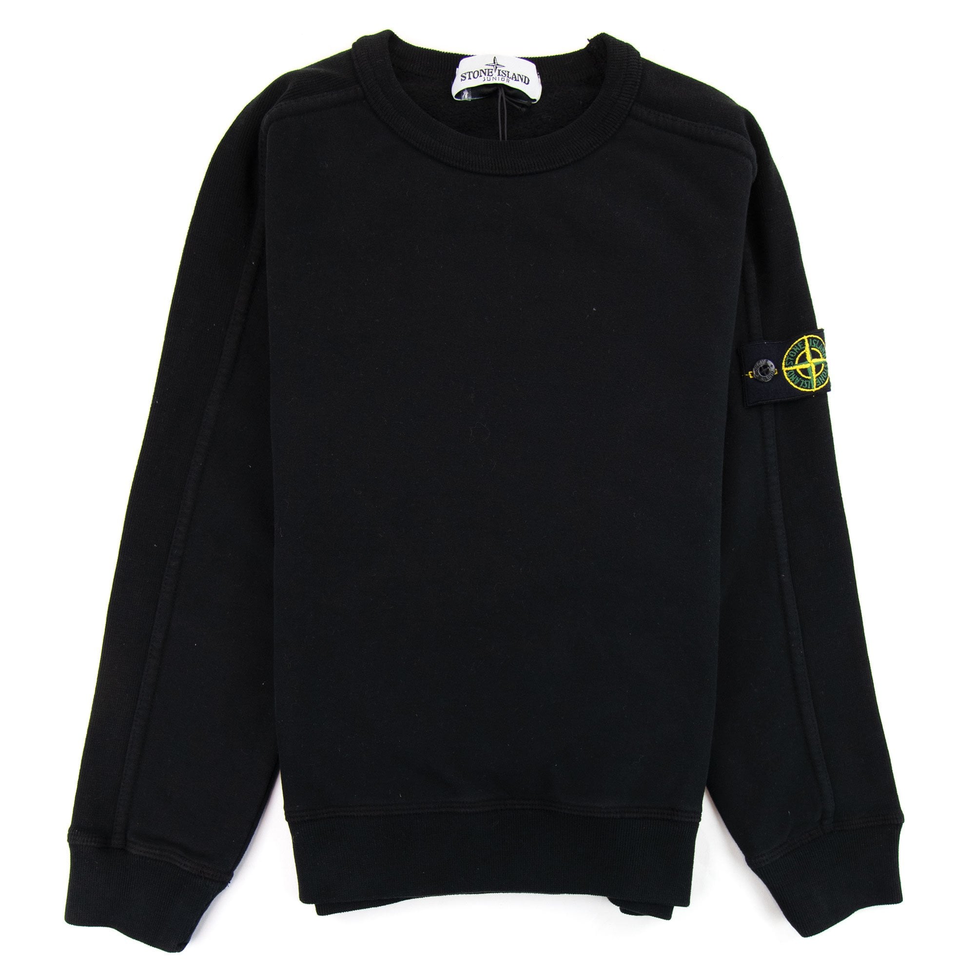 Stone Island Junior Patch Logo Crew Neck Sweatshirt Black V0029