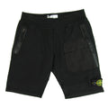 Stone Island Junior Logo Asymmetric Zips Shorts Black VOO29