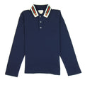 Gucci Junior Tiger Head Long Sleeve Polo Shirt Blue