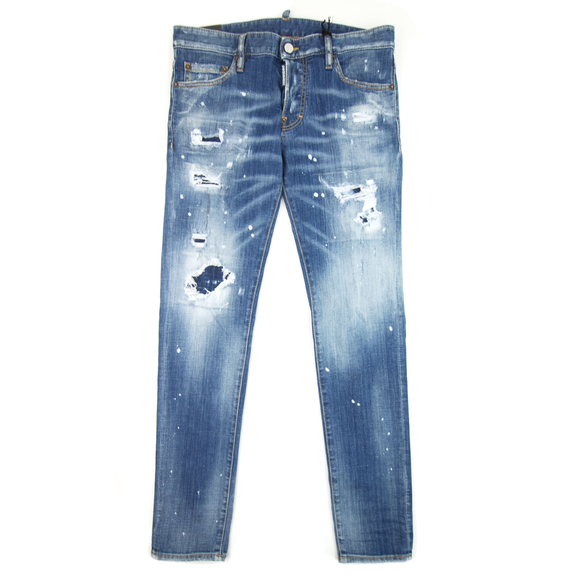 Dsquared2 Ripped White Spots Slim Jeans Blue 470 | ONU – Onu