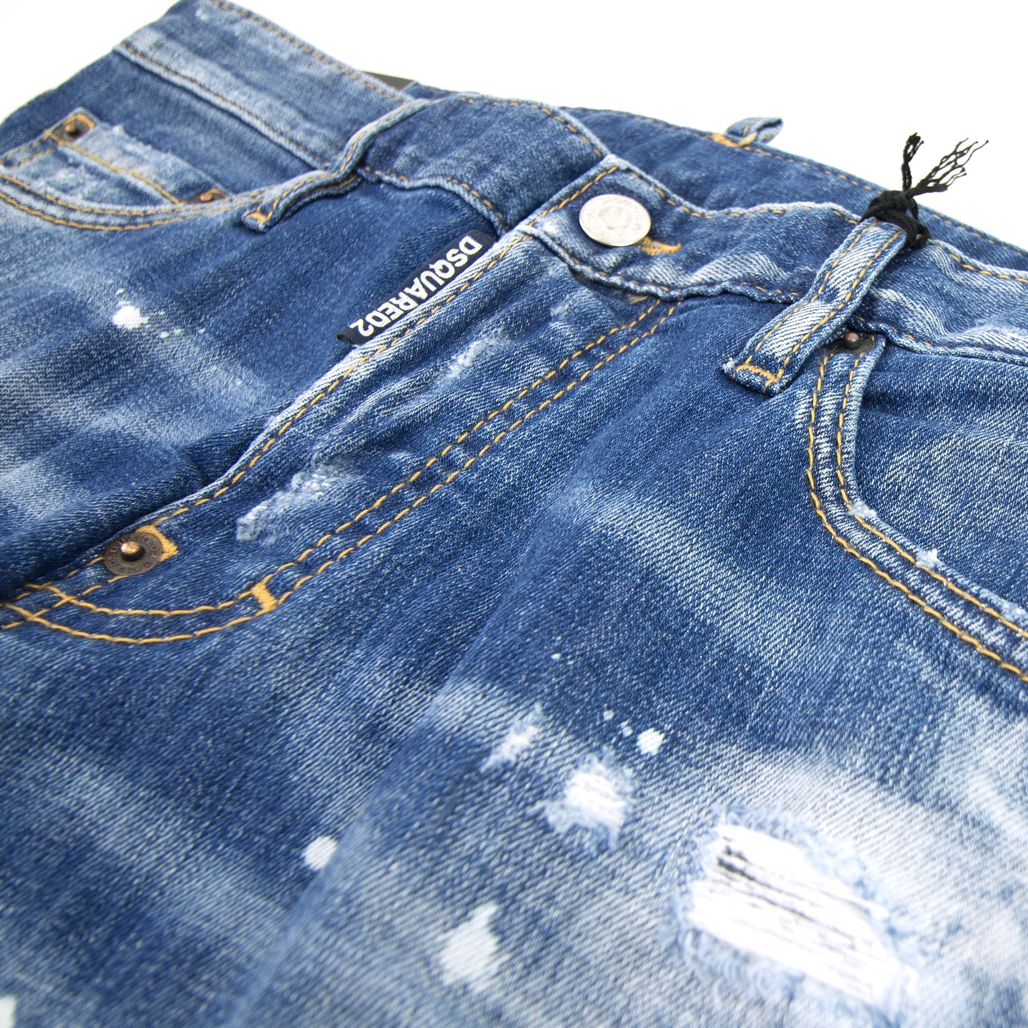 Dsquared2 Ripped White Spots Slim Jeans Blue 470 | ONU – Onu