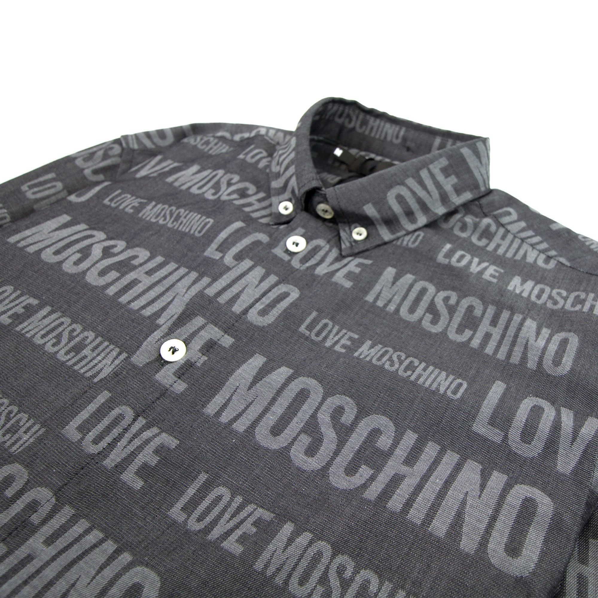 Love Moschino All Over Printed Shirt Dark Grey