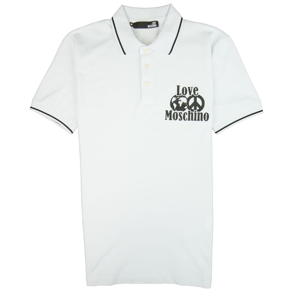 Love Moschino World Peace Polo Shirt White