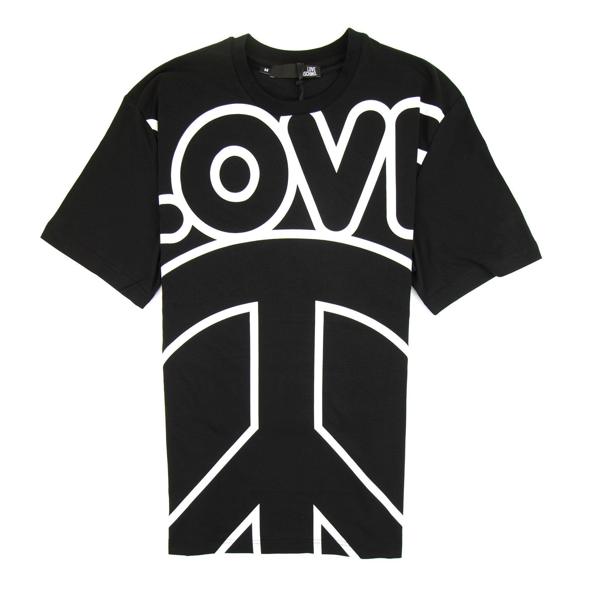 Love Moschino Love Peace Cotton T-shirt Black/White