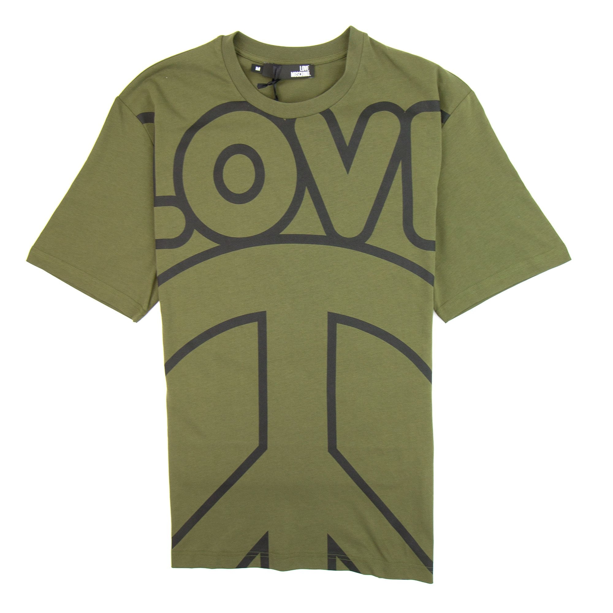 Love Moschino Love Peace Cotton T-shirt Khaki/black